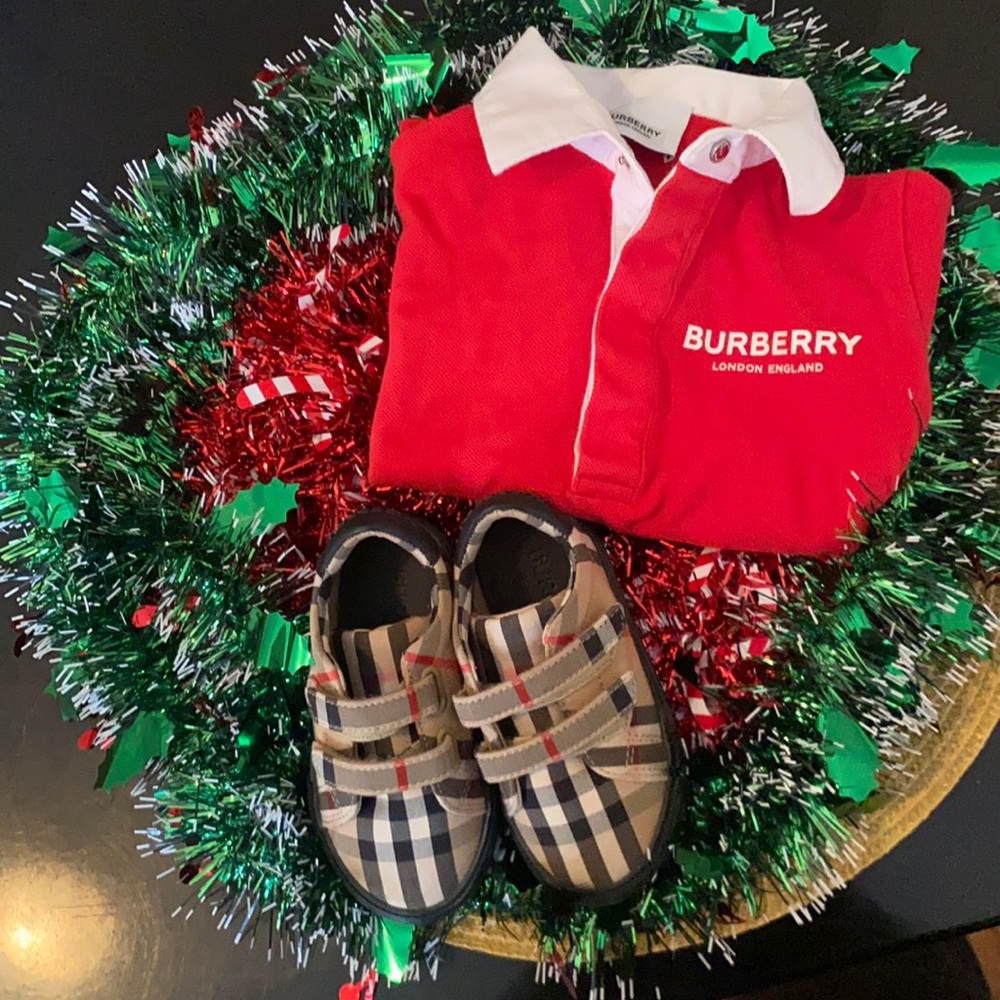 Toddler sneakers and long sleeve shirt bundle